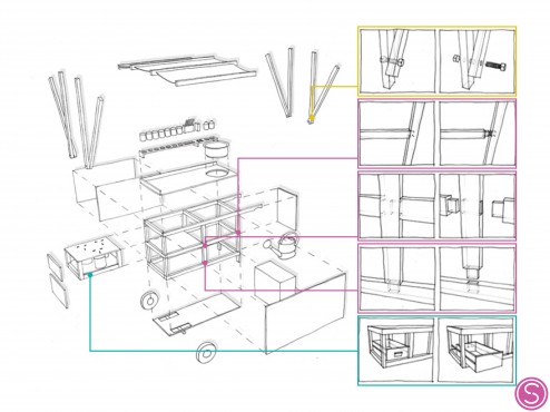 Exploded axonometric of structure and joints